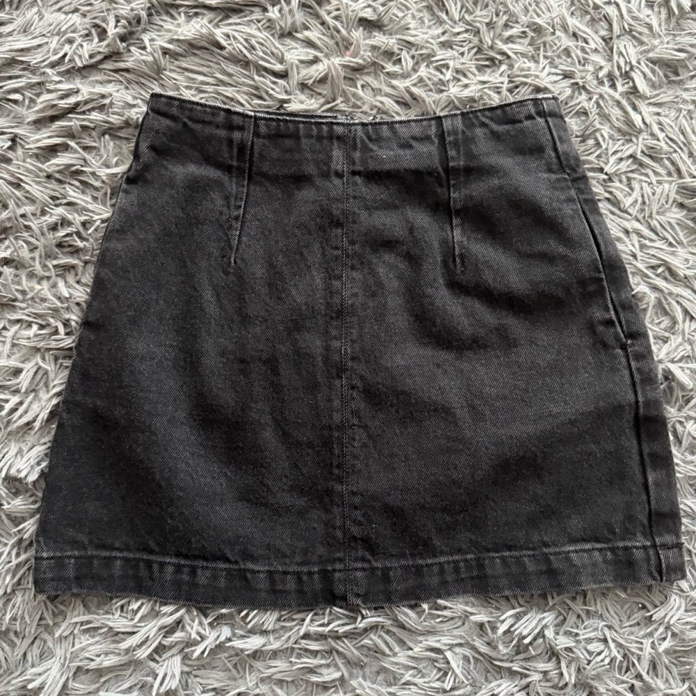 Topshop Charcoal Denim Mini Skirt